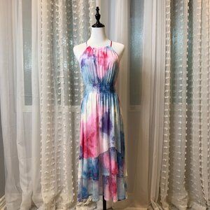 Ethereal Watercolor Tiered Sleeveless Dress